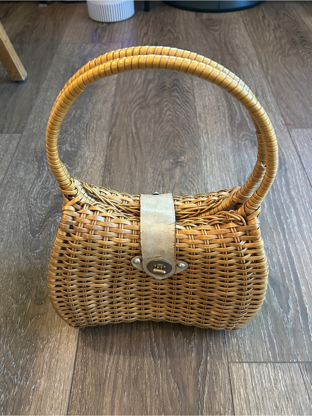 Vintage Wicker Basket Top Handle Purse